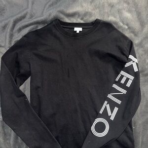 Kenzo Black Long Sleeve Tee with White Logo